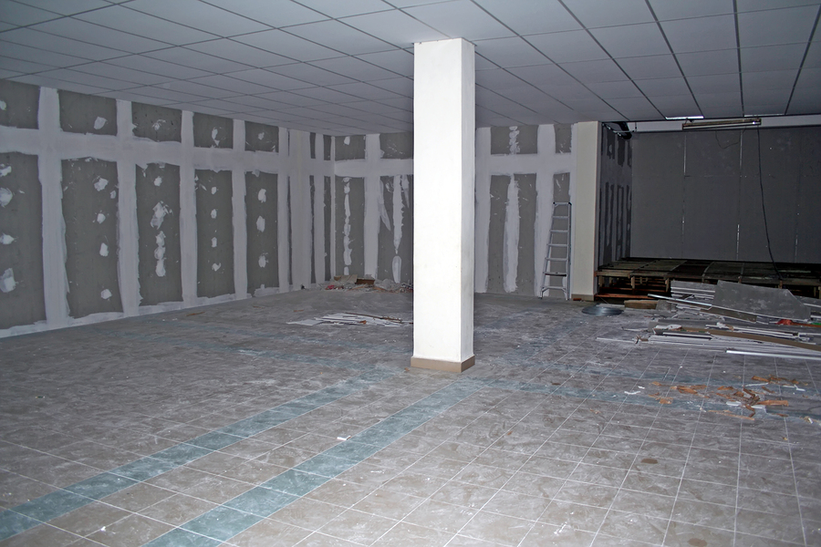 the basement of a building under renovation.